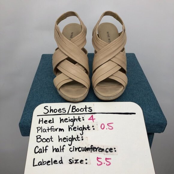 Nine West Nude Leather Suede Victoria Cut Out Platform 5" Slingback size 5.5 - Picture 13 of 14